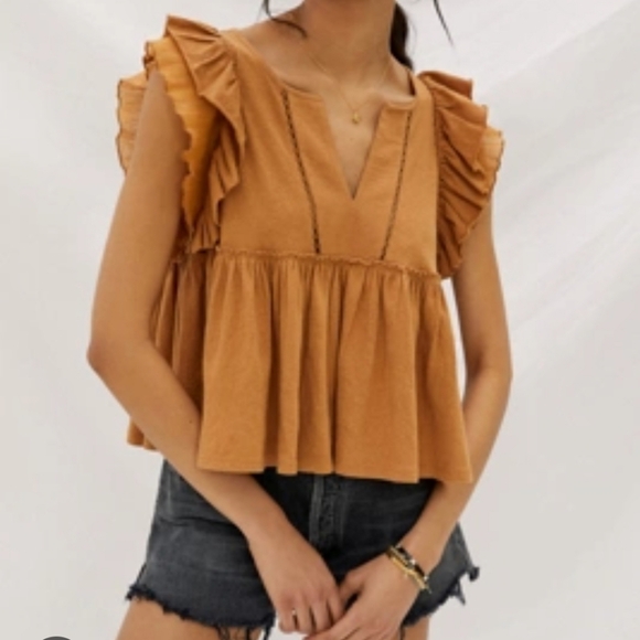Anthropologie Tops - Anthropologie Large Caroline Ruffled Babydoll Top